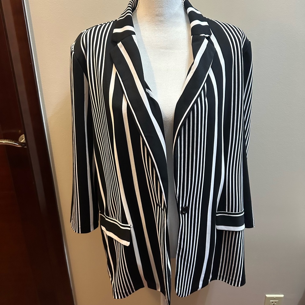 Nycc Black and White Striped Women's Jacket